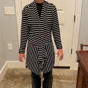 Chico’s Black and White Striped Kimono